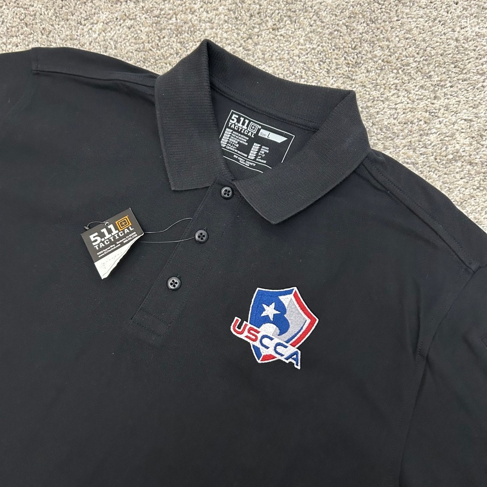 5.11 Tactical Performance Polo Shirt Size‎ Large Black Short Sleeve New USCCA